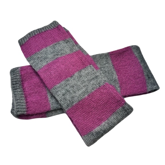 Vintage 90's Pink Gray Stripes Leg Warmers - Picture 2 of 8